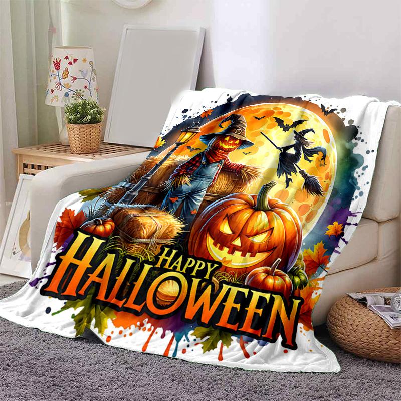 1 Stück Vogelscheuche Halloween Design Decke, Cartoon Heimdeko Geschenk, Wohnzimmer, Reise, Camping, Auto Decken