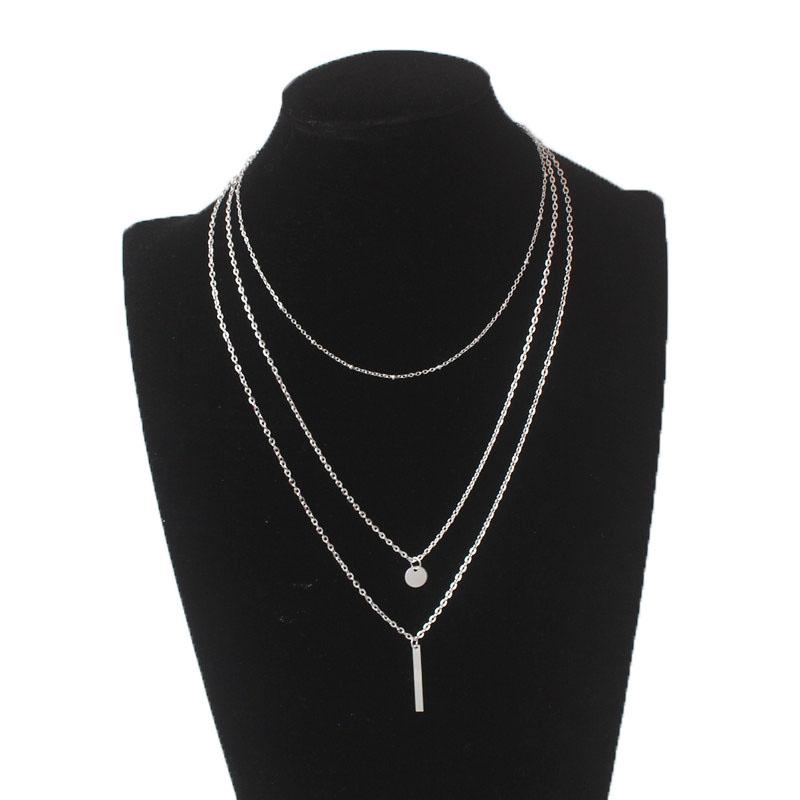 

Multi-layers Necklaces for Women Personality Hollow Geometric Pendantes Necklaces Gold Color Cross Necklaces Punk Collar