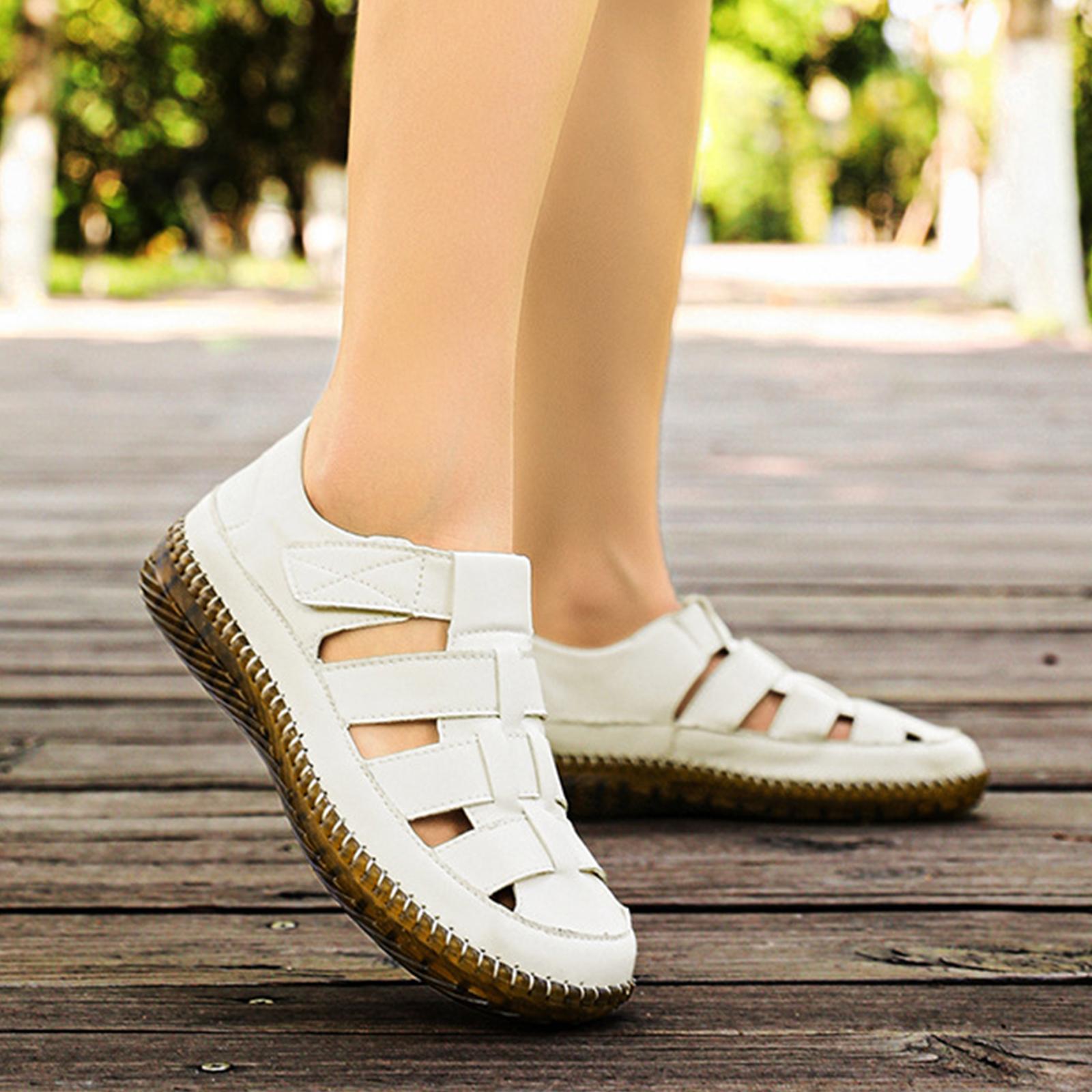 Flat leather sandals for women flat strappy sandals for women sandals breathable sandals beach shoes 36 бежевый