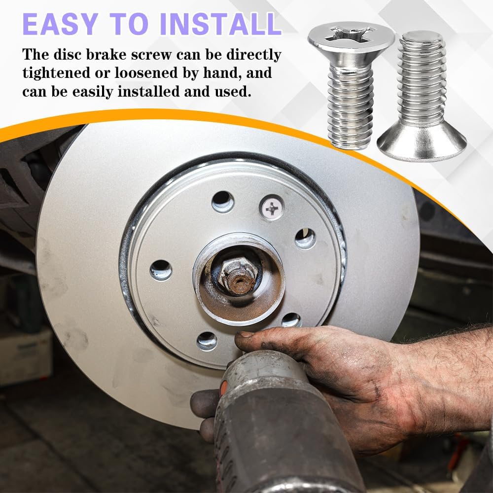 8PCS Stainless Steel Brake Disc Rotor Screw, Brake Disc Bolt, Disc Rotor Hardware Fastener for Honda Kia Mazda, Brake Rotor Retaining Screw for Front