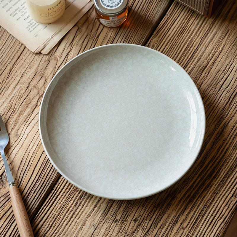 High-Value Ceramic Large Plate Snow Mountain Stone Round Plate Household Dinner Plate Size Plate Vegetable Plate Restaurant Tableware Plate