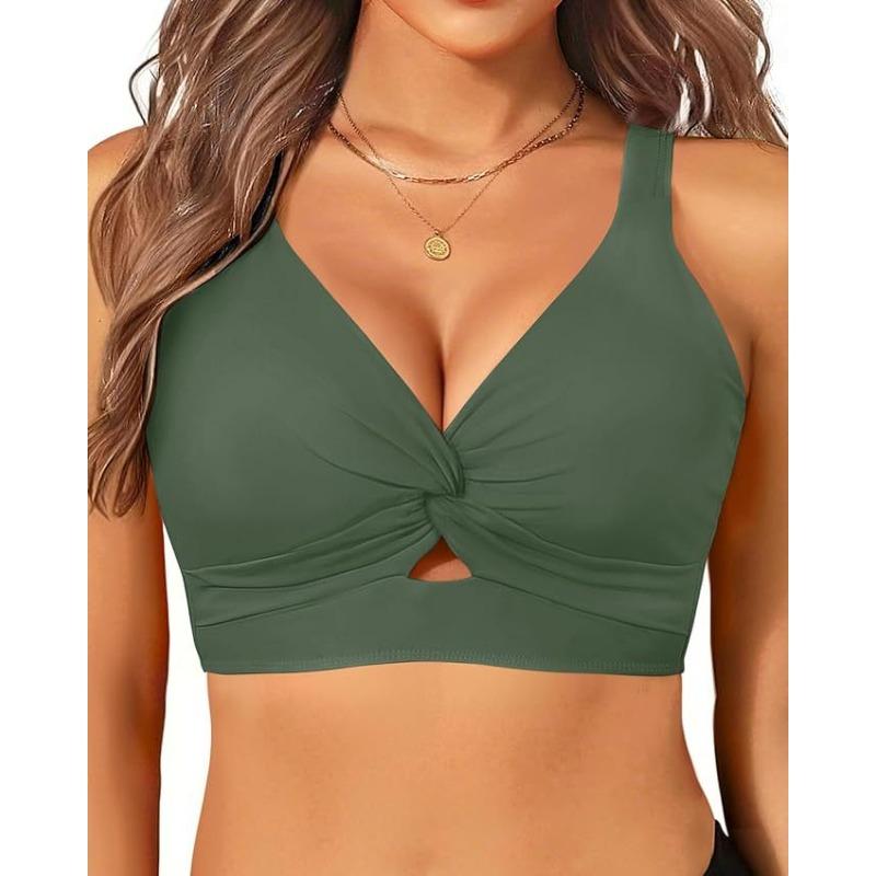 Women's bikini new swimsuit seaside vacation casual neck top