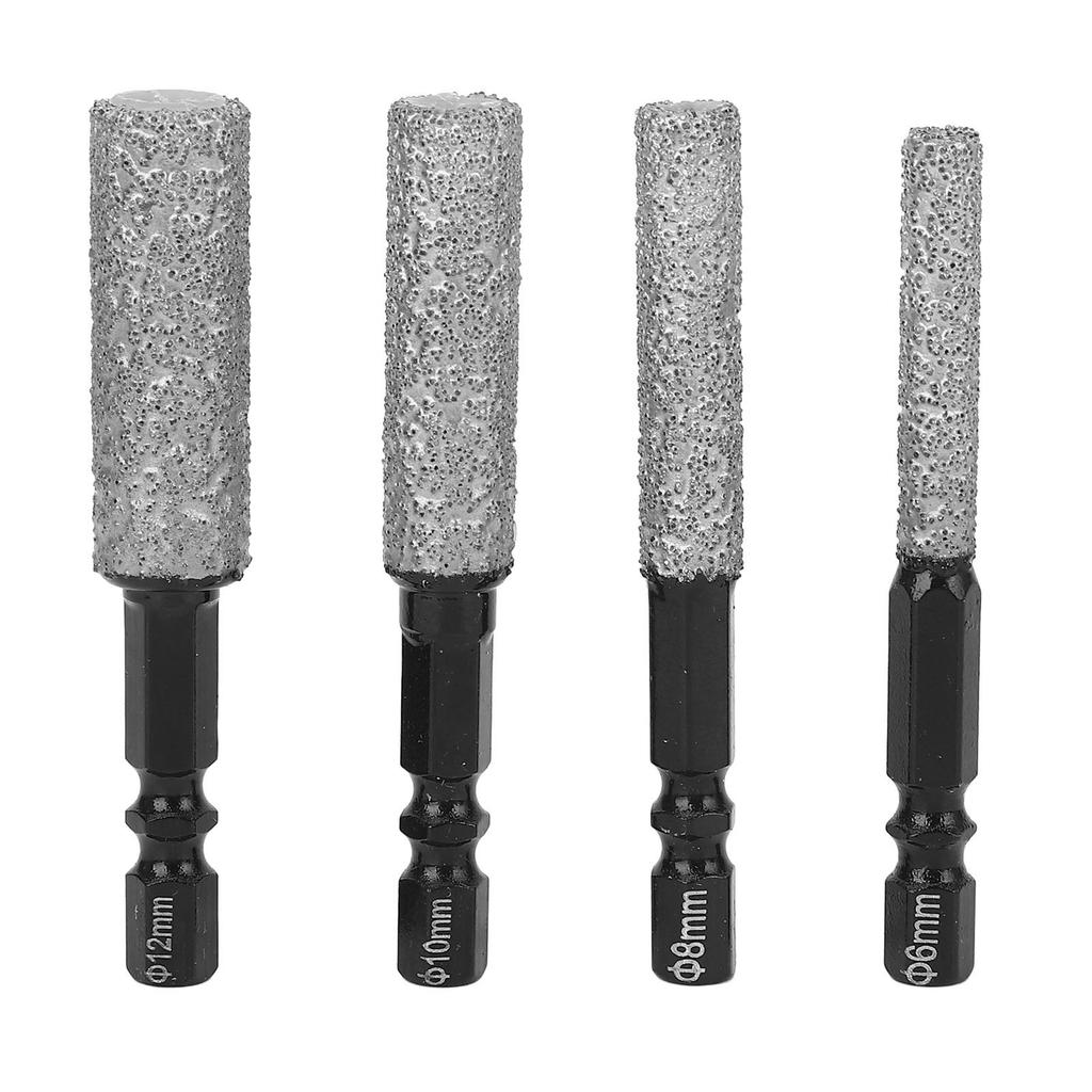 Set 4 Piese Burghie Diamantate Versatile Coadă Hexagonală Freze Găurit 6 8 10 12mm pentru Porțelan Ceramică Sticlă
