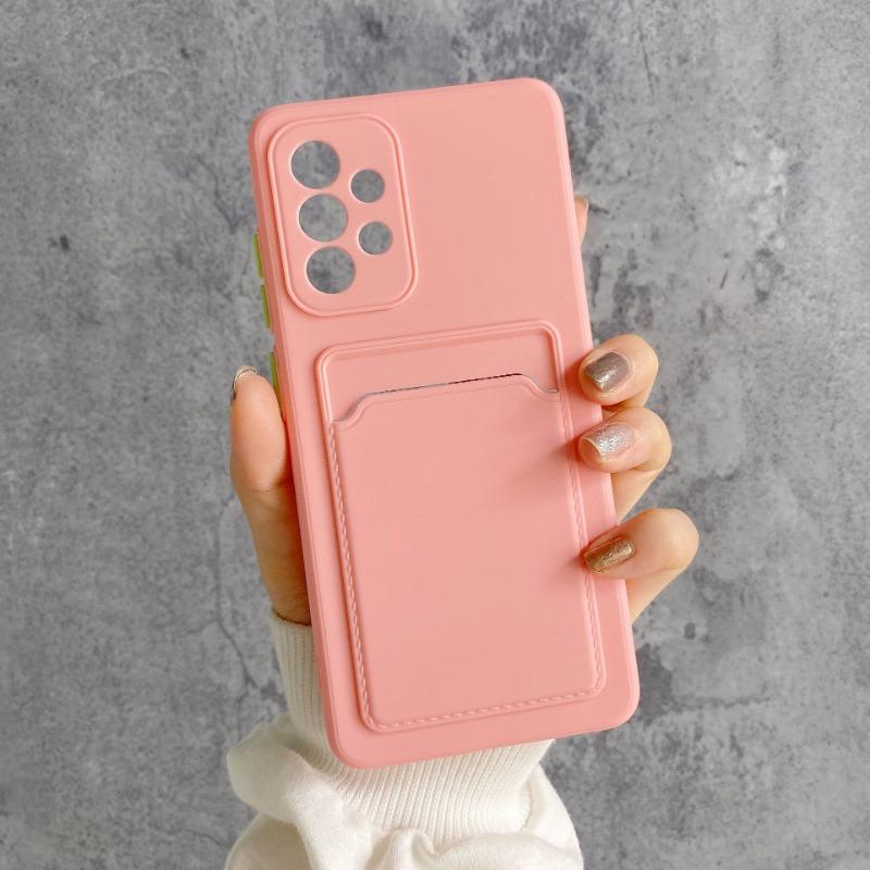 Suitable for Samsung S23 S25Ultra Integrated Card Case S22 Contrasting Color Button Skin Feeling Shell A36 A55