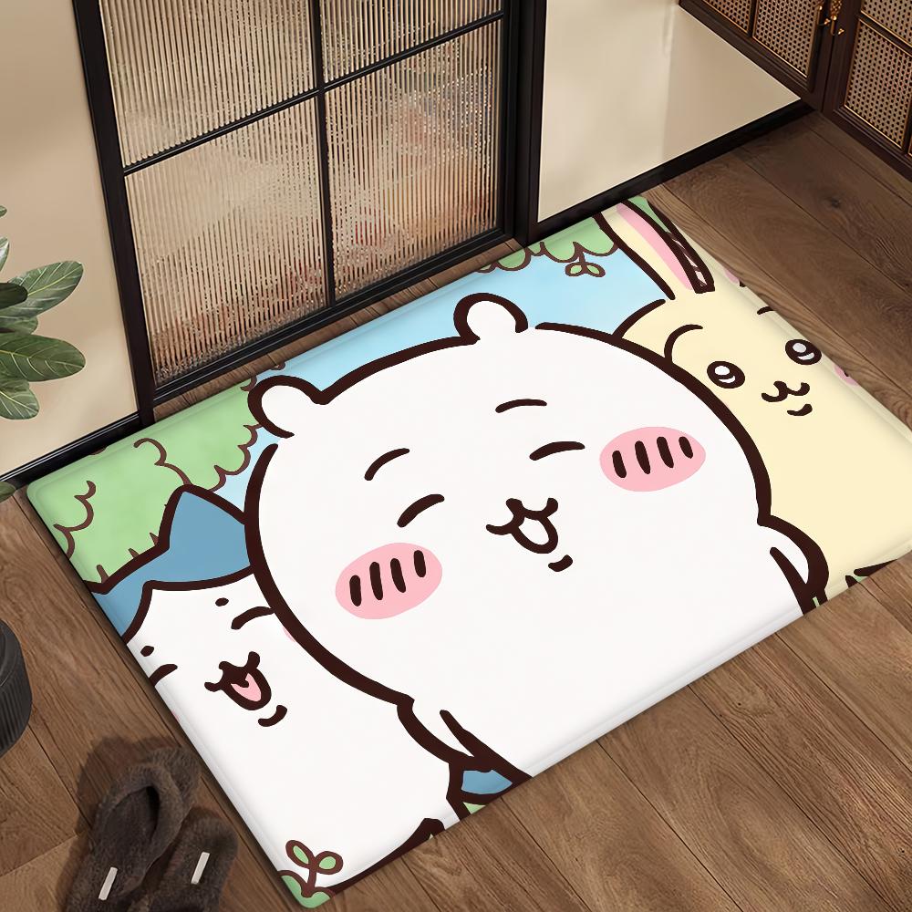 Cute Cartoon C-Chiika-waE Usagi Door Mat Bath Microfiber Decorative Versatile Flannel Floo Mat Quick Dry Absorbent Non-slip Sole