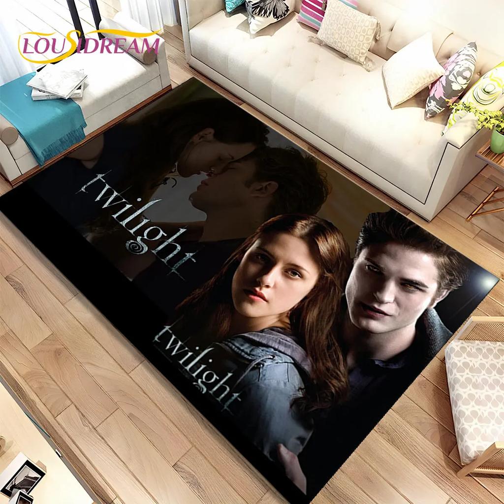 Tapete de Área Impresso em HD Saga Crepúsculo Grande, Tapete para Sala de Estar Quarto Sofá Capacho Decoração, Tapete de Chão Antiderrapante para Crianças