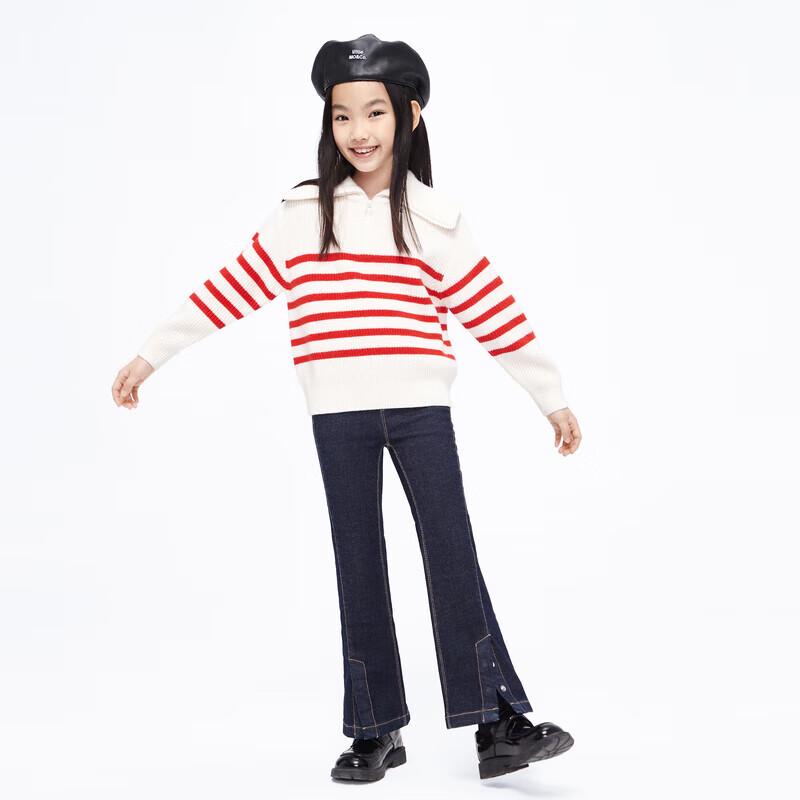 little MO&Co. Girls' Merino Wool Striped Knit Sweater