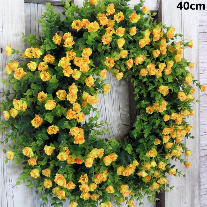 Color Artificial Wreath Hanging Decor Spring/Summer Front Door Wreath Simulation Flower Wreath Decoration Windows Decoration FU