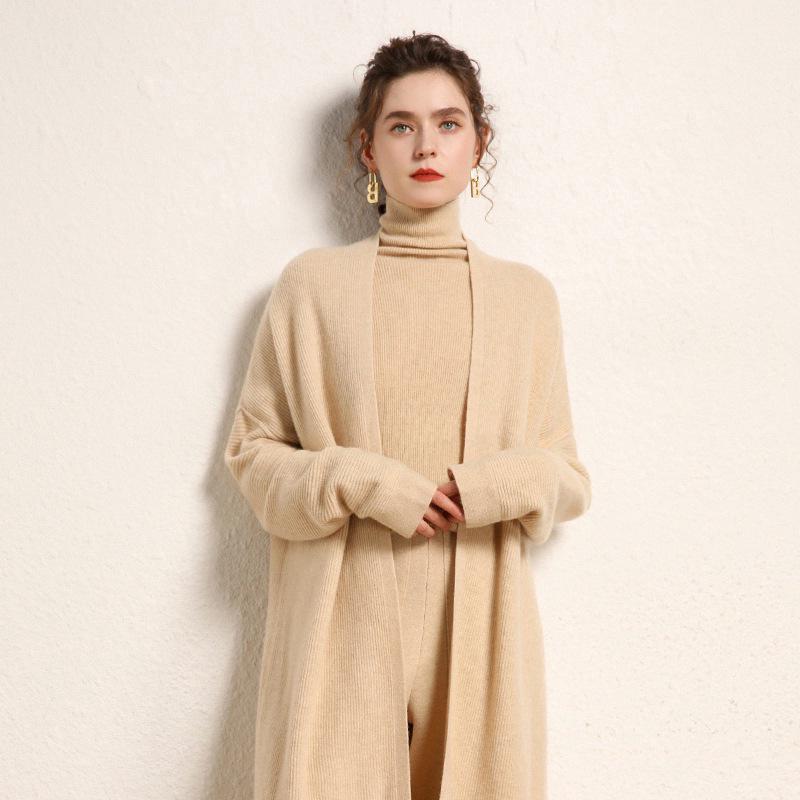 Cashmere Loose Mid-length Cardigan – Autumn/Winter Style Women's Knit Sweater