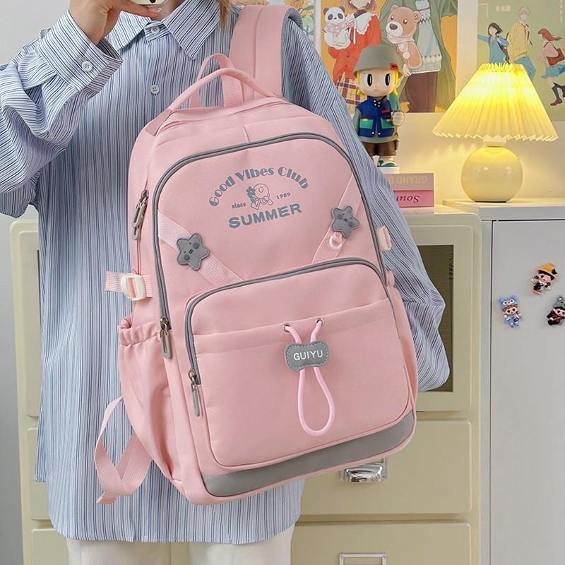 Pattern College Letter Fashion Backpack With Padded Straps For School And Travel