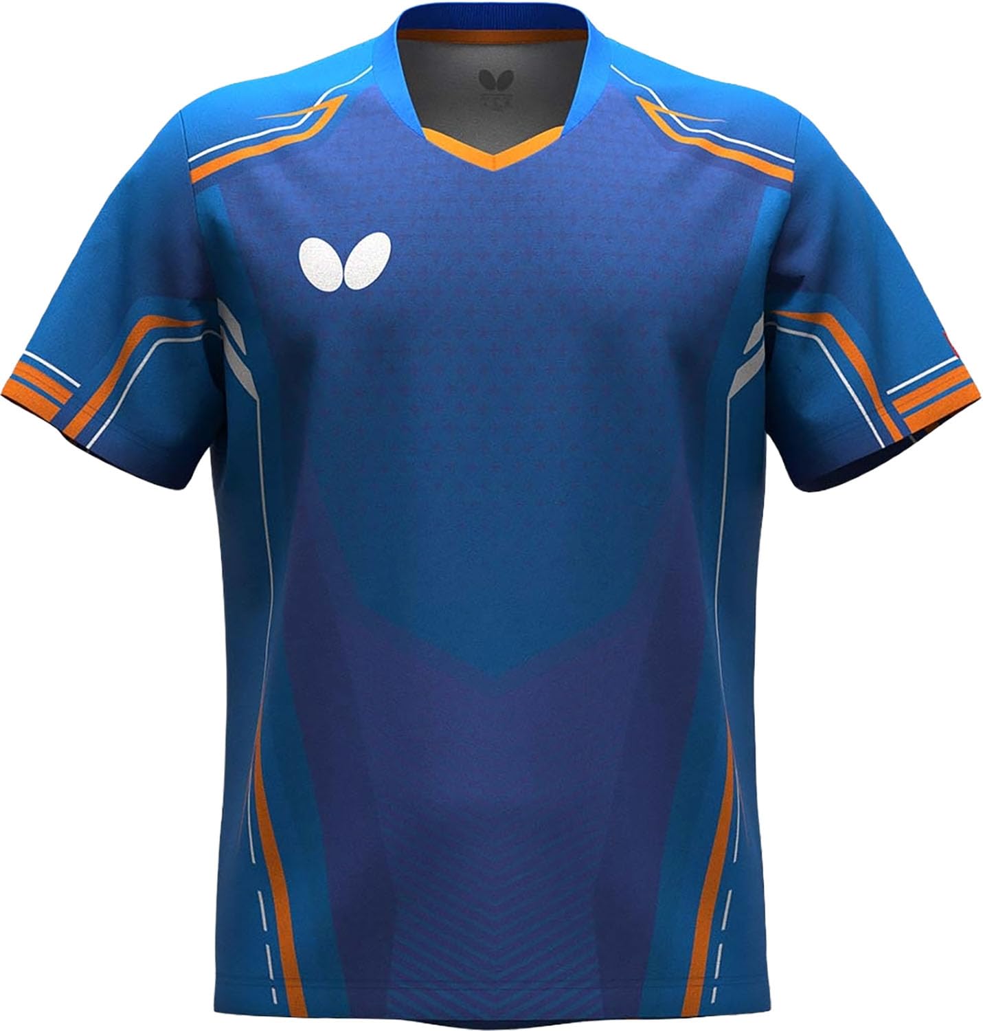 Butterfly Men's Blue Table Tennis Game Sollien Jtta Size 47790 Shirt, Shirt, Moisture-Wicking, Quick-Drying, Stretchable, Approved, Unisex, L,