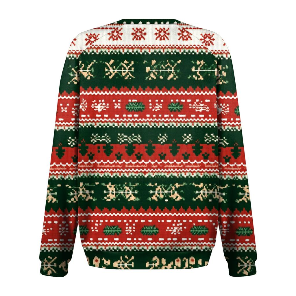 Women's Fashion Casual Long Sleeve Christmas Printed Neck Sweatshirt Top