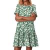 Women's Fashion Casual Round Neck Short Sleeve Ruffled Vintage Printed Dresses