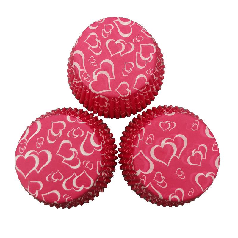 Pečicí nástroje Láska Růžově červený Držák na papírové košíčky Papírový košíček Košíček na muffiny Papírový Papír Odolný proti oleji Držák na papír 100 ks