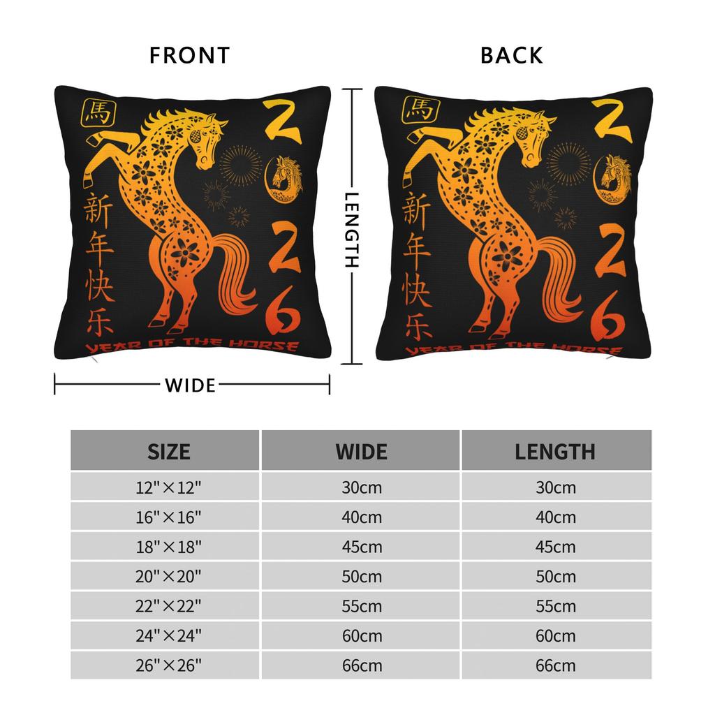 Lunar New Year 2026 Chinese-Style Pillowcase Soft Cushion Cover Decorations Year of The Horse Throw Pillow Case Cover Square