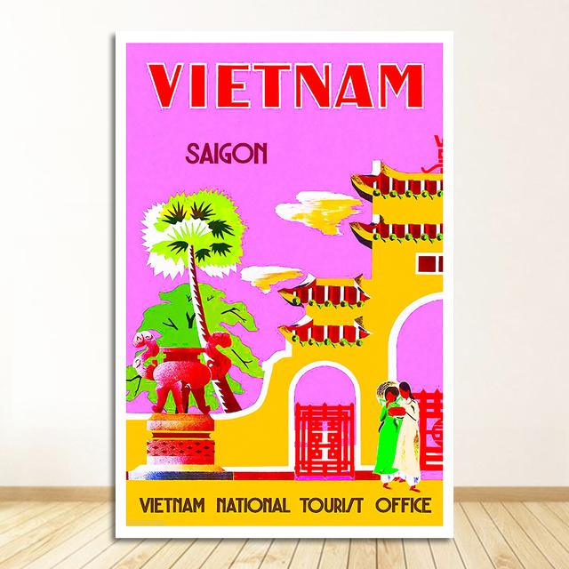 Şehir Seyahat Tuval Resimleri Vintage Duvar Kraft Posterler Kaplamalı Duvar Çıkartmaları Ev Dekor Hediye Vietnam Su Pazarı Hoi an Sarı Çerçeve Yok