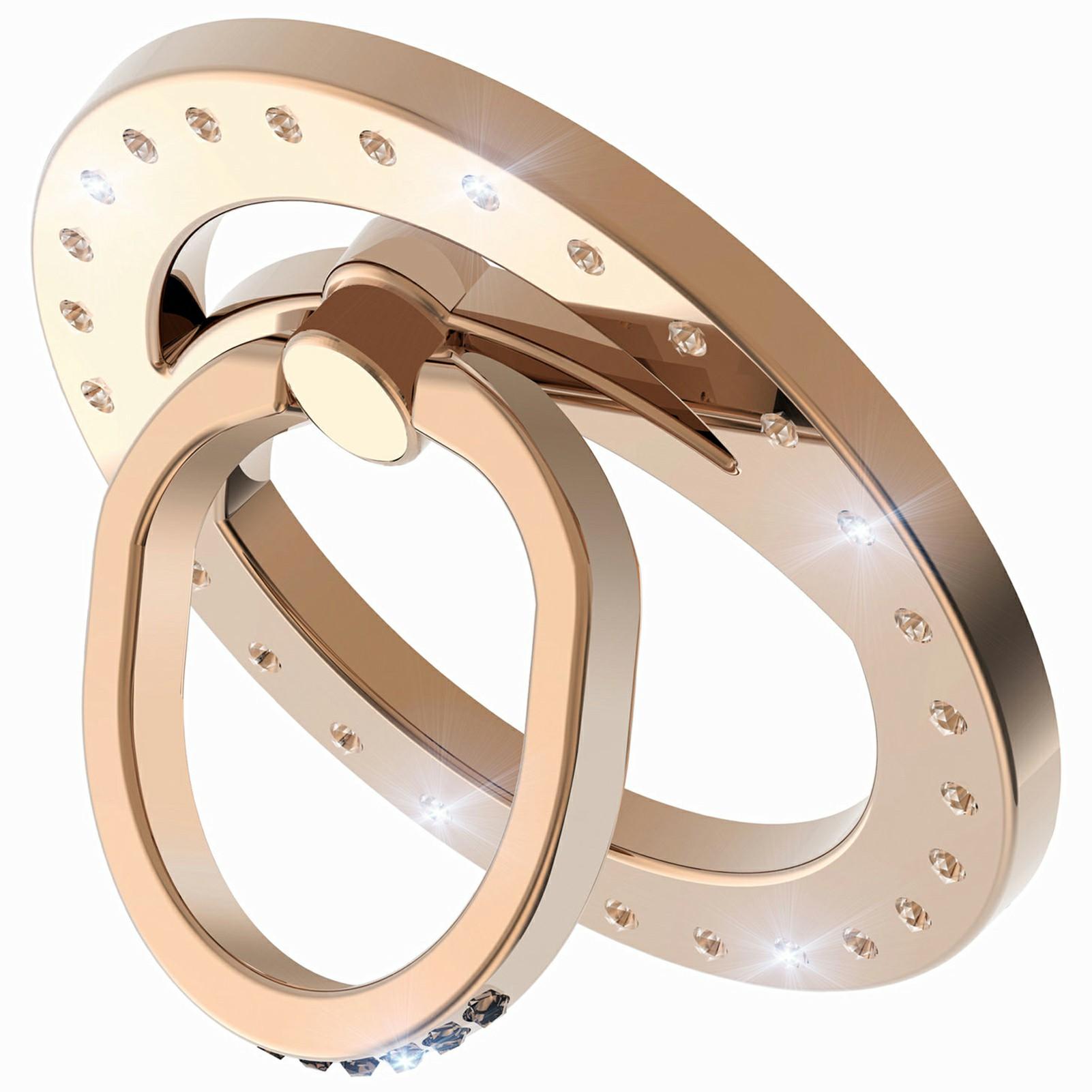 

MS-02 Magnetic Phone Ring Holder 360-Degree Rotating Finger Grip Kickstand Rhinestone Decor Gold