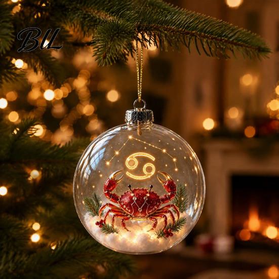 Festive Home Holiday Accents Zodiac Christmas Ornament, Twelve Sign Hanging Decoration, 2D Acrylic Decorative Ornaments for Holidays Horoscope Pendant