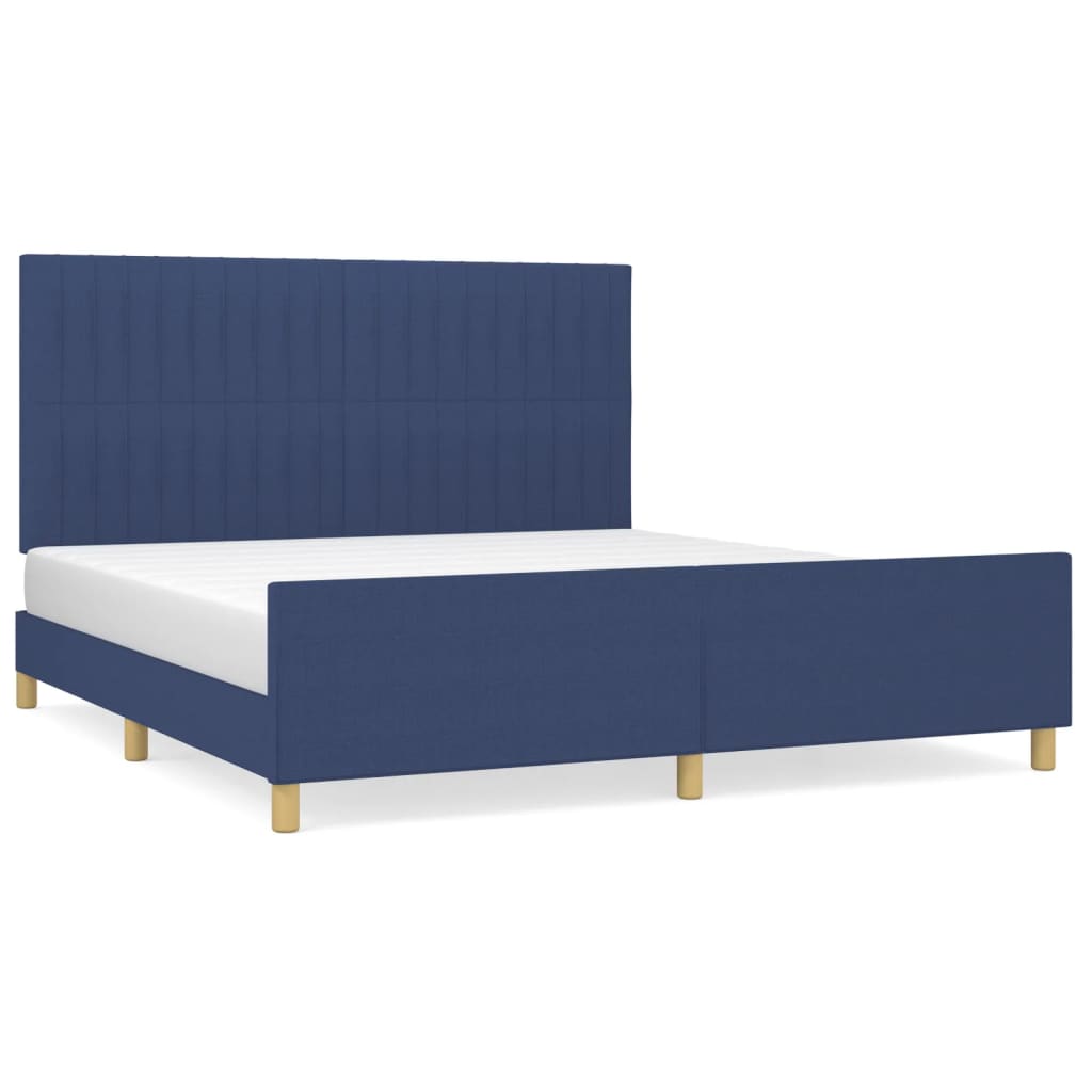 Bed Frame without Mattress Blue 180 x 200 cm Fabric