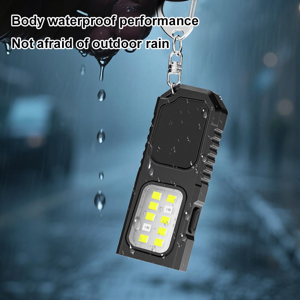 Portable Powerful Mini COB LED Keychain Flashlight Hanging Work Light Waterproof Keyring Camping Walking Pocket Lamp