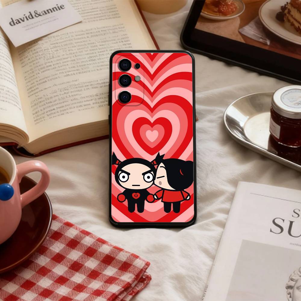 C-Cartoon Pucca G-Garu Cute Phone Case For Samsung S 25,24,23,22,30,21,10,9,Ultra,Plus,Lite,FE,4,5 G Soft Black Case Samsung S20ULTRA5G
