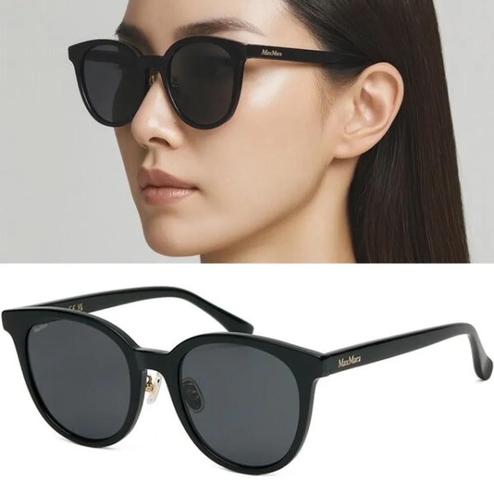 

[MaxMara] Sunglasses MM0108K 01A Black Round Horn-rimmed, Fashion Worn by Han Hyo-joo