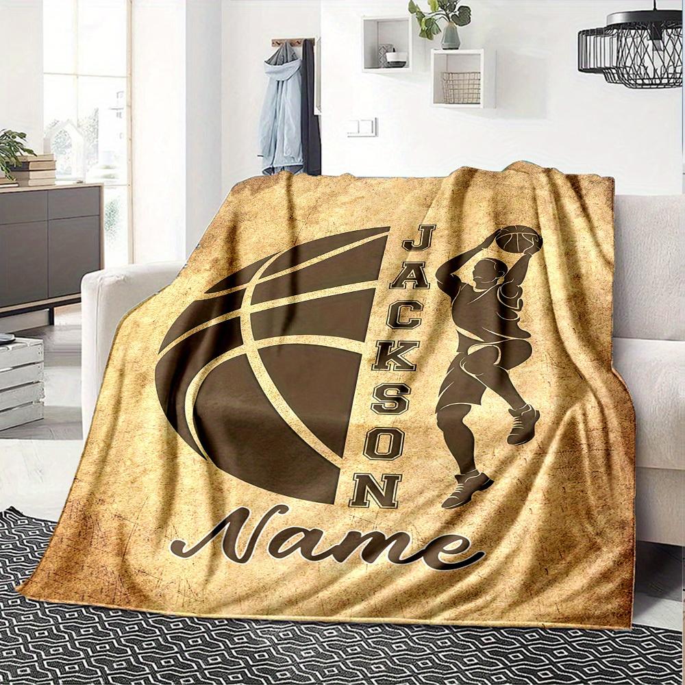 Basketballthemed Home Customize Your Name Blankets Comfortable Soft Lightweight Allseason Multipurpose Blanket For Picnics Sofas Offices Beds Living