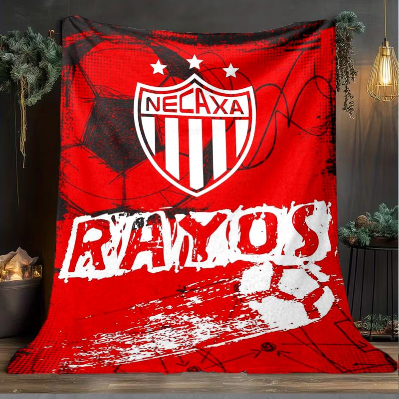 1PC Football Crest Heartbeat Printed Soft Flannel Blanket Throw for Adult Bedroom Living Room Sofa Camping Travel Fan gifts Christmas Gifts
