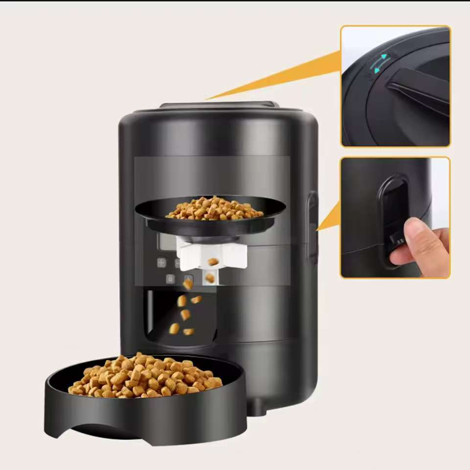 Automatic cat feeder, pet button smart WiFi video food coarse grain machine remote control automatic cat and dog dry food feeder