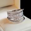 New European and American Multi-layer Design Ring, Personalized and Niche Style, Fashionable and Shiny Zircon Design Accessories