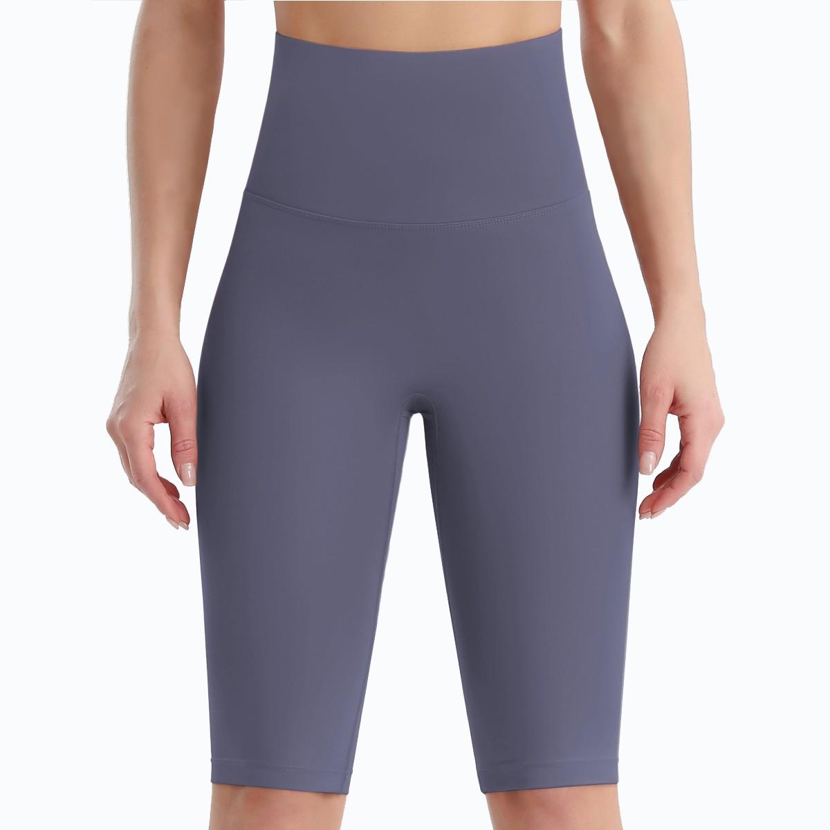 

Женские бесшовные брюки с высокой талией и высокой талией, однотонные брюки для йоги, пять штанов для тренировок XL темно-серого