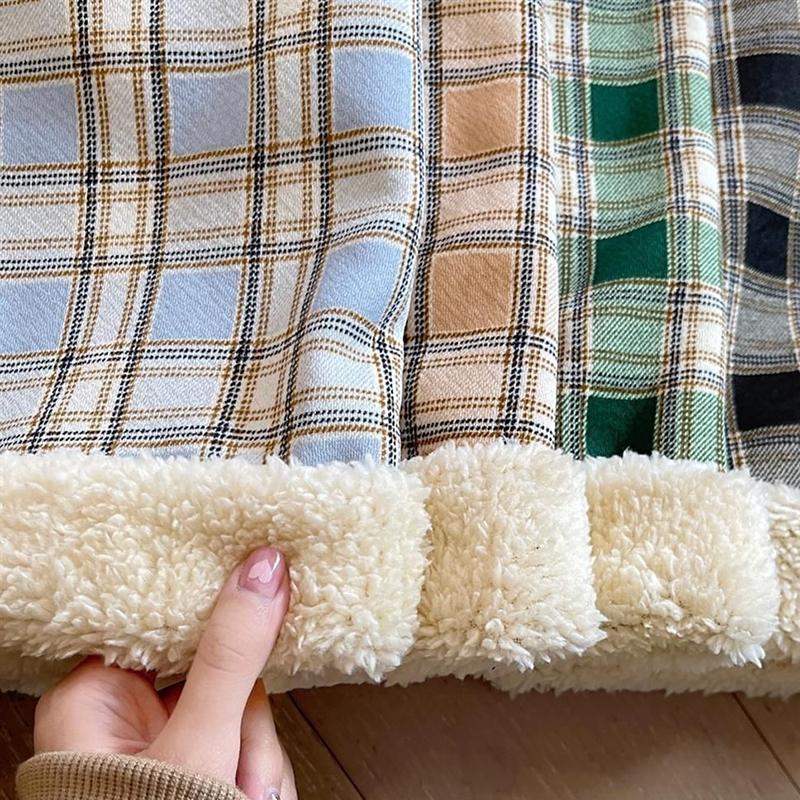 Winter Thick Plaid Pants Women Korean Fashion Warm Loose Wide Leg Trousers Student Y2K Causal High Waist Pants Outwear