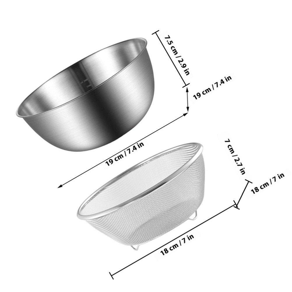 

1Set Stainless Steel Fine Mesh Strainer Basket Colander Bowl Kitchen Vegetable Washing Rice Drainer Rice Washing Bowl