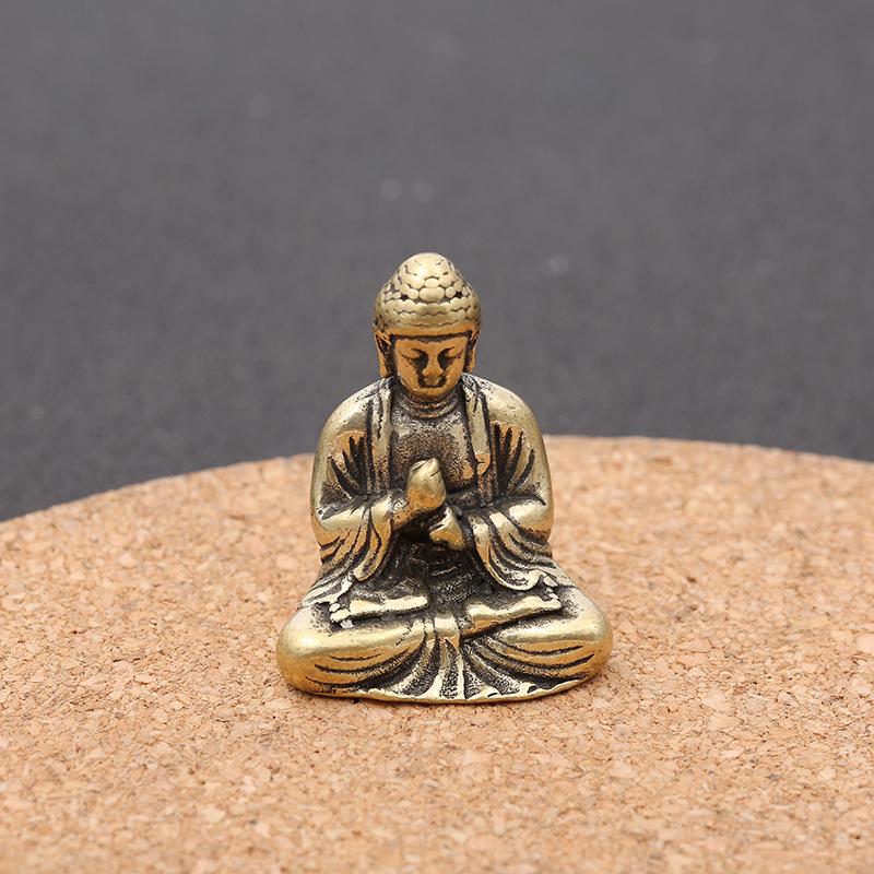 Retro Messing Buddha Statue Schlüsselanhänger: Feng Shui Bronze Anhänger Ornament für Zuhause