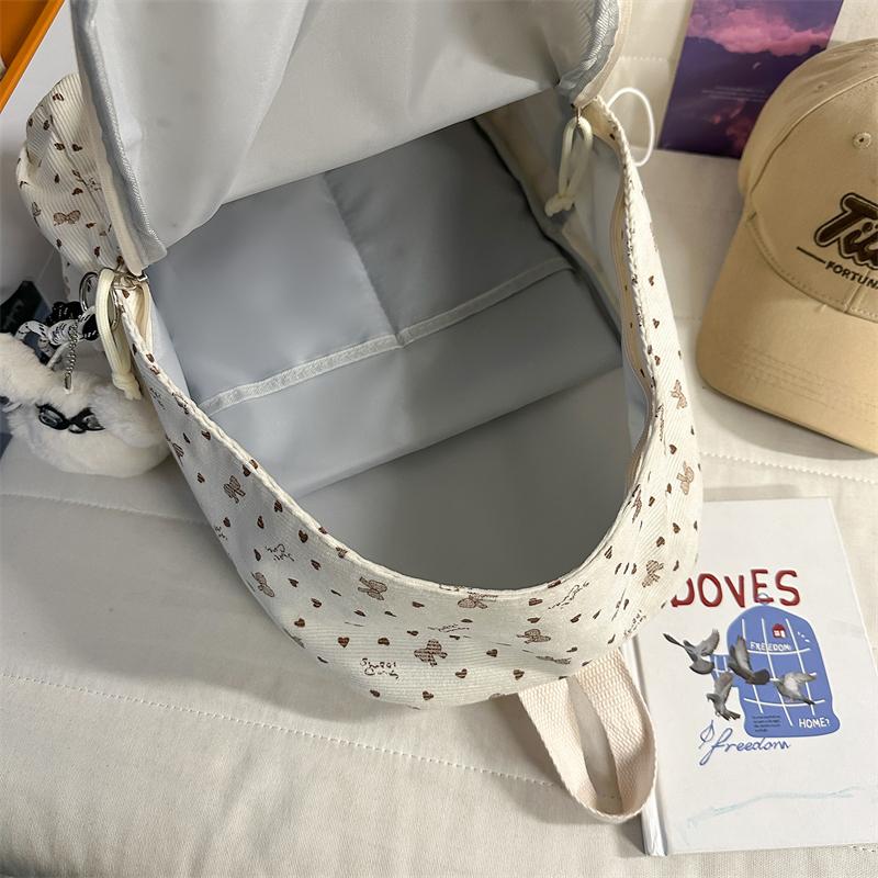 College Style Schoolbag Women's Bow Corduroy Travel Backpack
