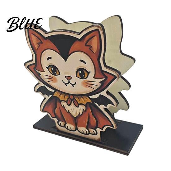 Decorative Napkin Stand Pumpkin Indoor Holder Black Cute Halloween Wooden Cat Mummy Holiday Dining Accessory Desktop Organizer for Party