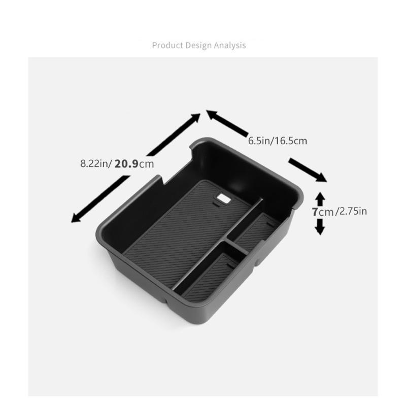 ABS Car Armrest Storage Box Organizer with Antislip Base for Noise Reduction Perfectly Fit Design Easy Installation