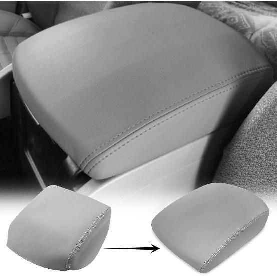 SecosAutoparts Center Console Lid Cover Replacement Leather Armrest Cover Gray Compatible with Honda Pilot 2009 2010 2011 2012 2013 2014 2015,