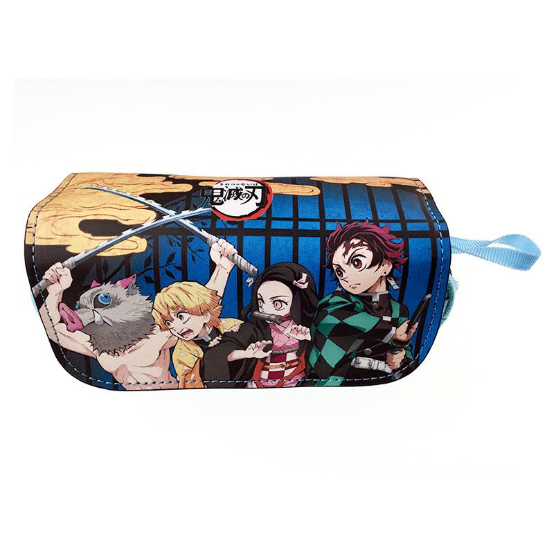 New Year's Day Demon Blade Cartoon Pencil Case - Student Stationery Box with Button Closure
