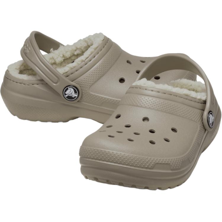 Crocs Classic Lined Comfortable Soft Non-Slip Durable Warm Low-Top Casual Shoes Kids Casual Shoes Gray 207009-2YB