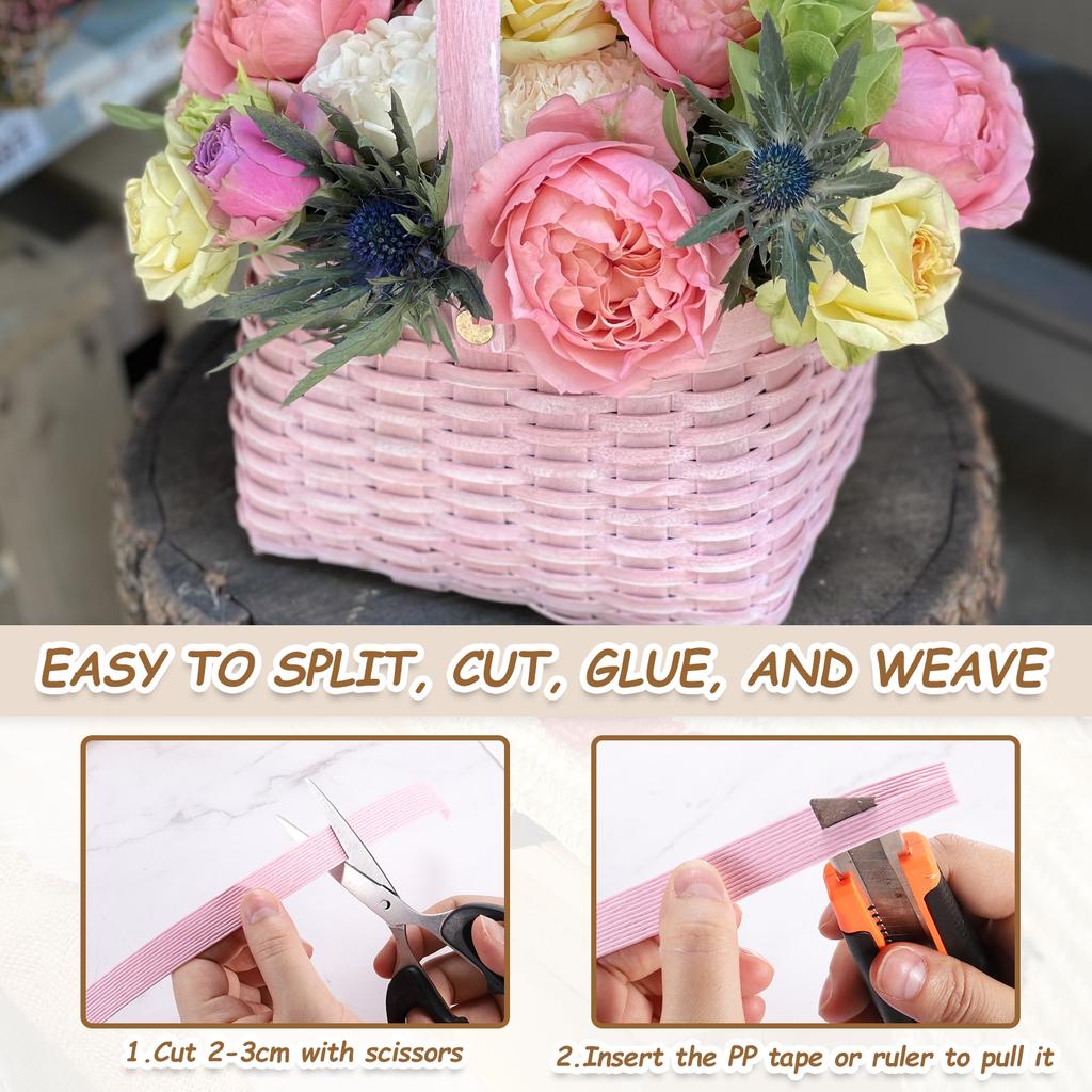 27.3 Yards X 0.6" Paper Rattan Weaving Cane 12-Ply Paper Rattan Weave Basket Weaving Supplies for DIY Home Kitchen Basket Crafts