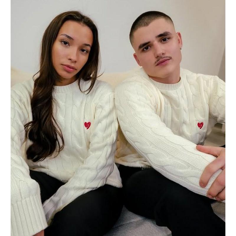 Couple Knit Sweater Twisted Loose Fit