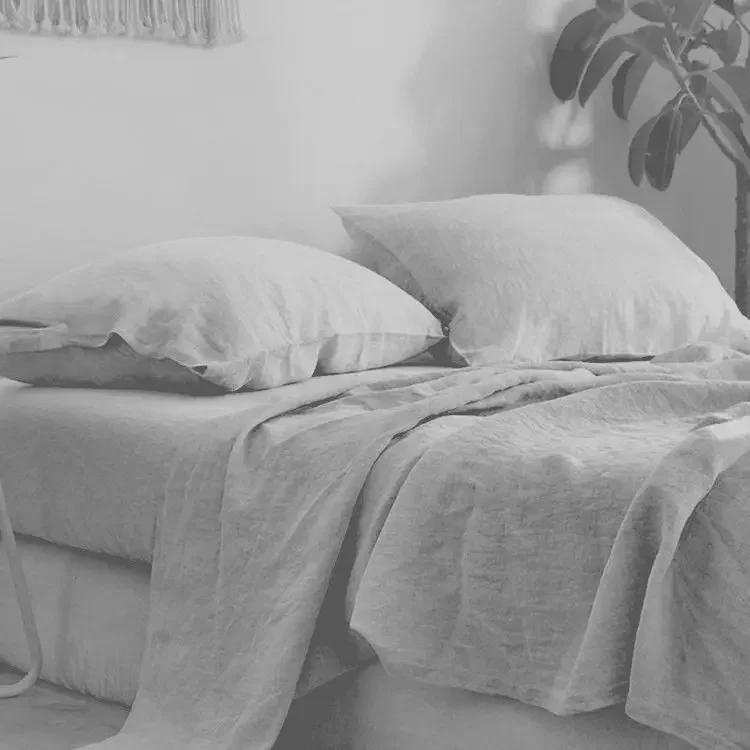 

Natural Flax Bed Sheets Plus 2 Pillowcases 100% Washed Linen Sheet 3PCS Set Breathable Soft Farmhouse Home Bedding Flat Sheet Sheet 120x200 3pcs світло-сірого кольору