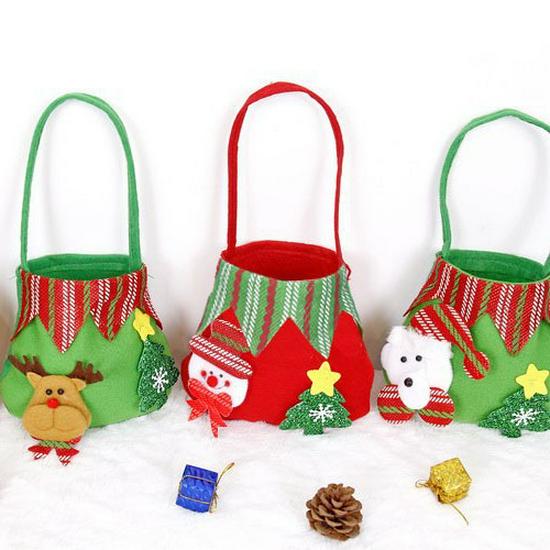 Christmas Gift Bags: Santa, Snowman & Reindeer Apple Totes for Kids' Candy