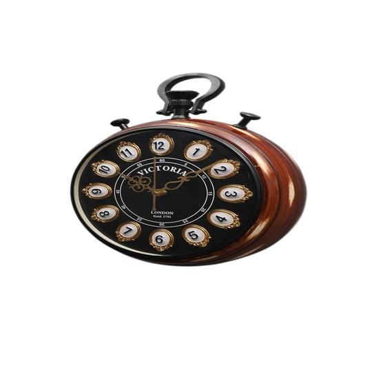 30 Cm Victoria Wall Clock, Vintage Style with Gold-Tone Frames, Brown Wood Frame, 1792 Collection