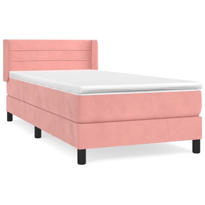 3131002 vidaXL Lit à sommier tapissier avec matelas Rose 90x200 cm Velours