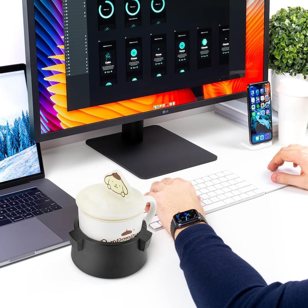 Splash-proof cup holder, for desks, tables, and cars, compatible with