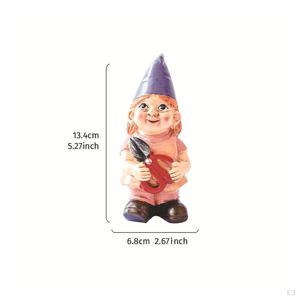 Garden Gnome Miniature Statue HandPainted Figurine for Potted Plants, Patio Red