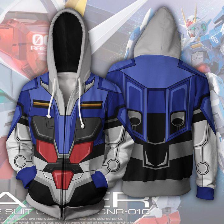 3D Printed Anime Hoodie with Mobile Suit Design - Japanese Anime Zipper Jacket