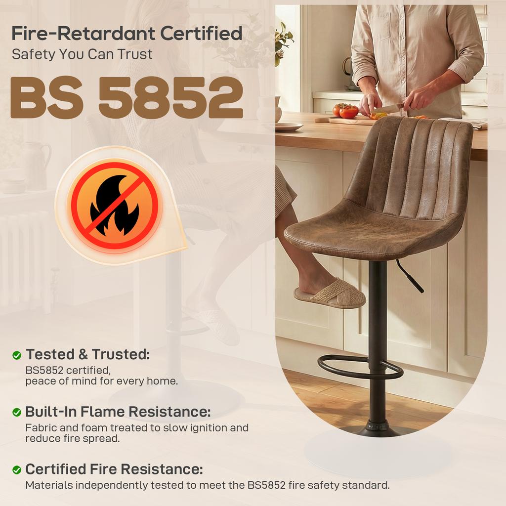 Set of 2 Leathaire Tub Bar Stools - Brown